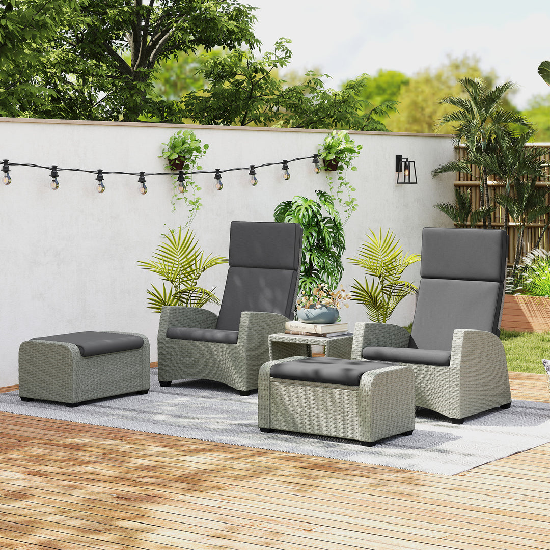 5-Piece Rattan Garden Furniture Set with Cushions - Charcoal Grey