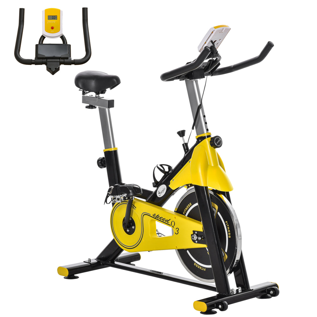 MCL Exercise Bike, with 6kg Flywheel Belt Drive, Adjustable Resistance, LCD Display - Yellow
