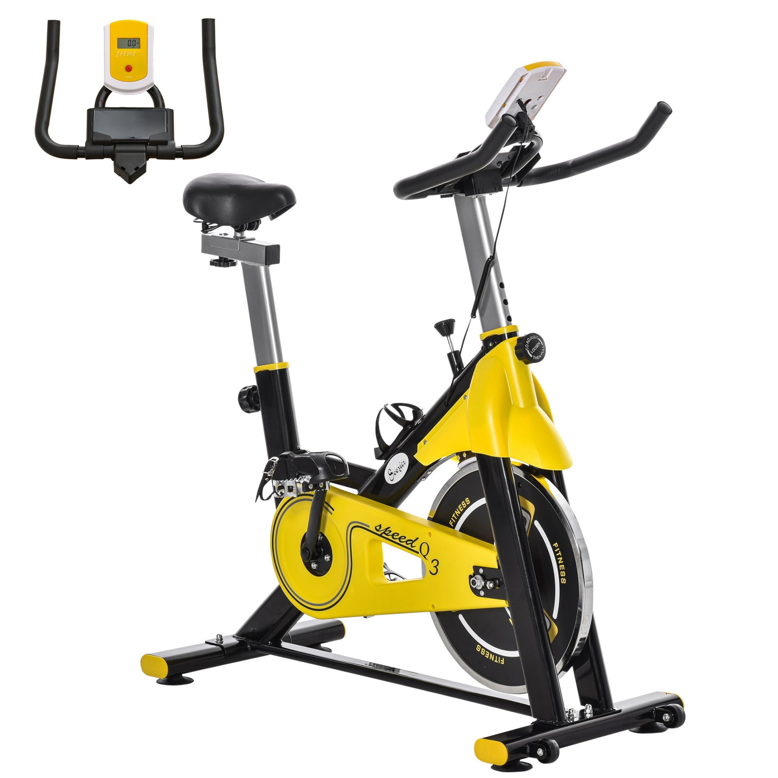 Exercise Bike, with 6kg Flywheel Belt Drive, Adjustable Resistance, LCD Display - Yellow