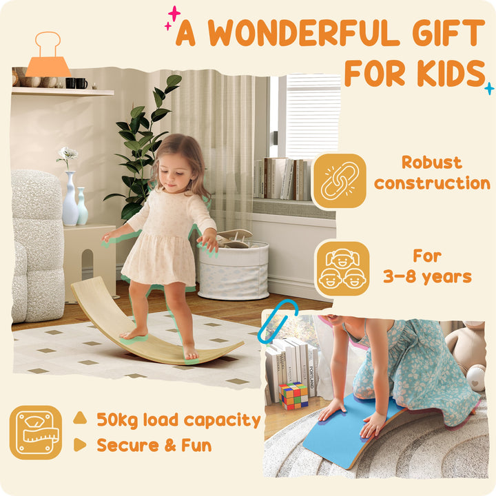 Wooden Balance Board for Kids, Wobble Board with Silent Felt for Sensory Play