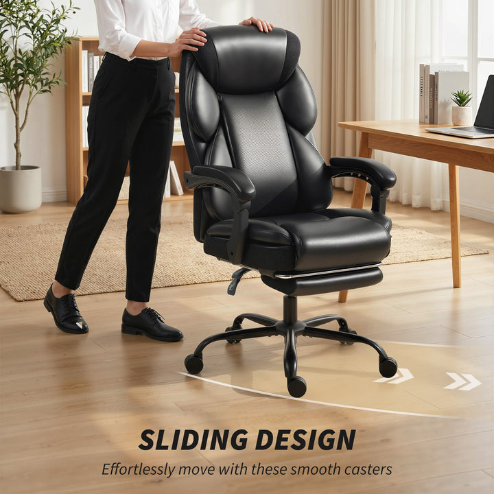 Adjustable Office Chair Reclining Computer Desk Chair with Footrest, A
