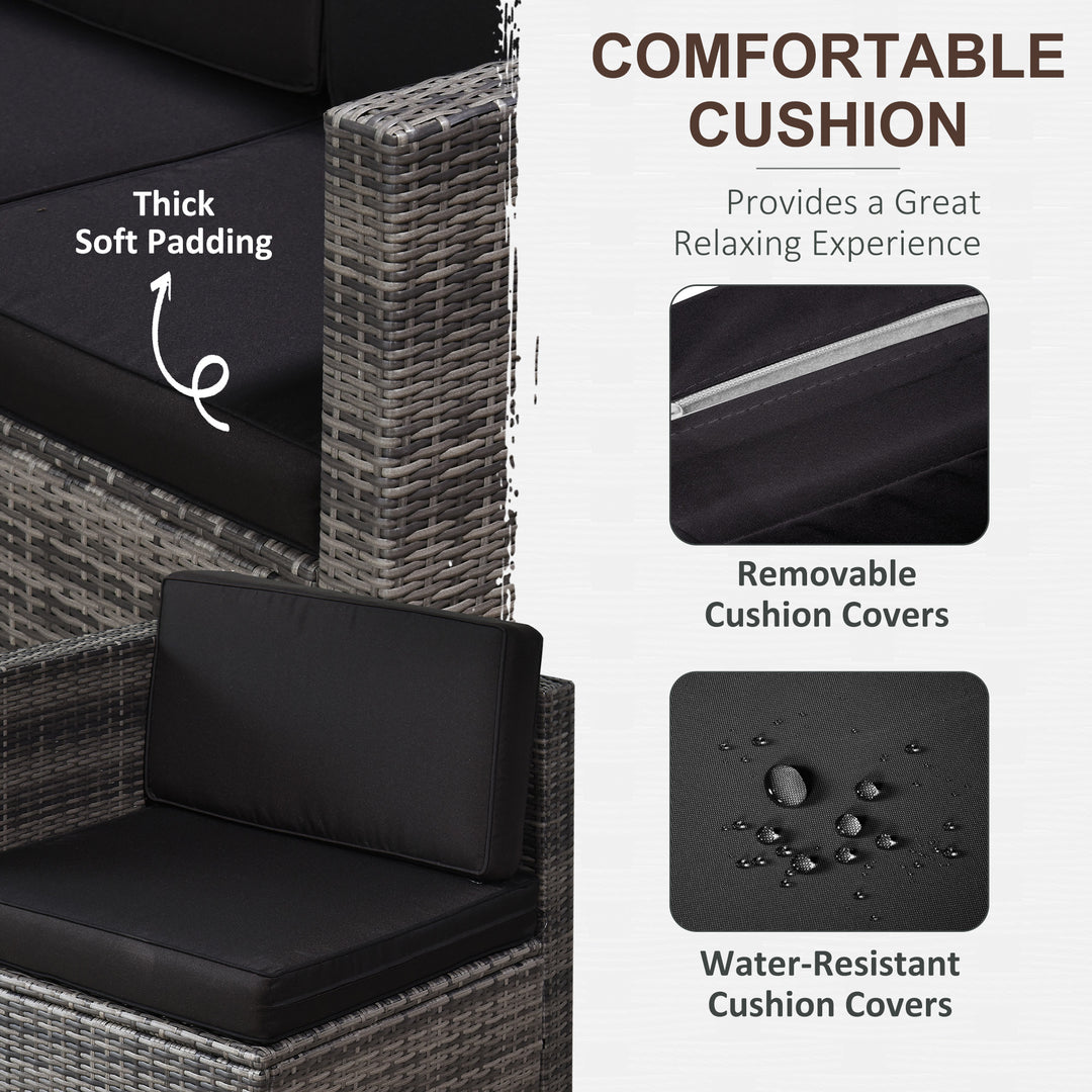 MCL 6-Seater Rattan Sofa Furniture Set W/ Cushions, Steel Frame-Grey