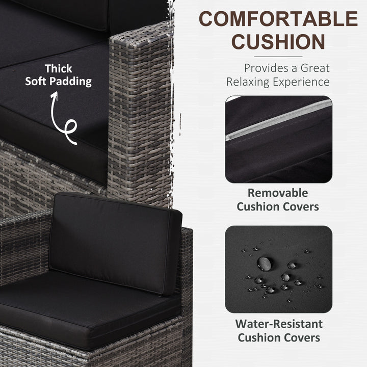 MCL 6-Seater Rattan Sofa Furniture Set W/ Cushions, Steel Frame-Grey