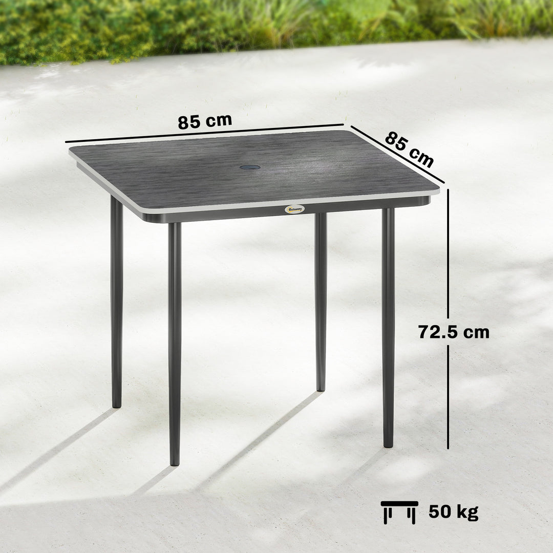 Garden Dining Table for 4, 85 cm Square Outdoor Table with Umbrella Ho