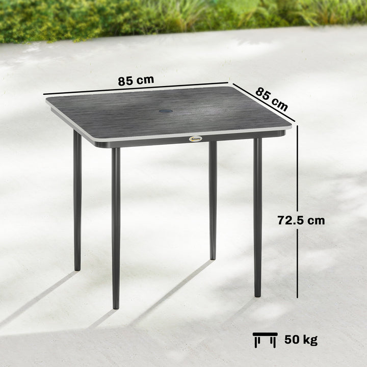Garden Dining Table for 4, 85 cm Square Outdoor Table with Umbrella Ho