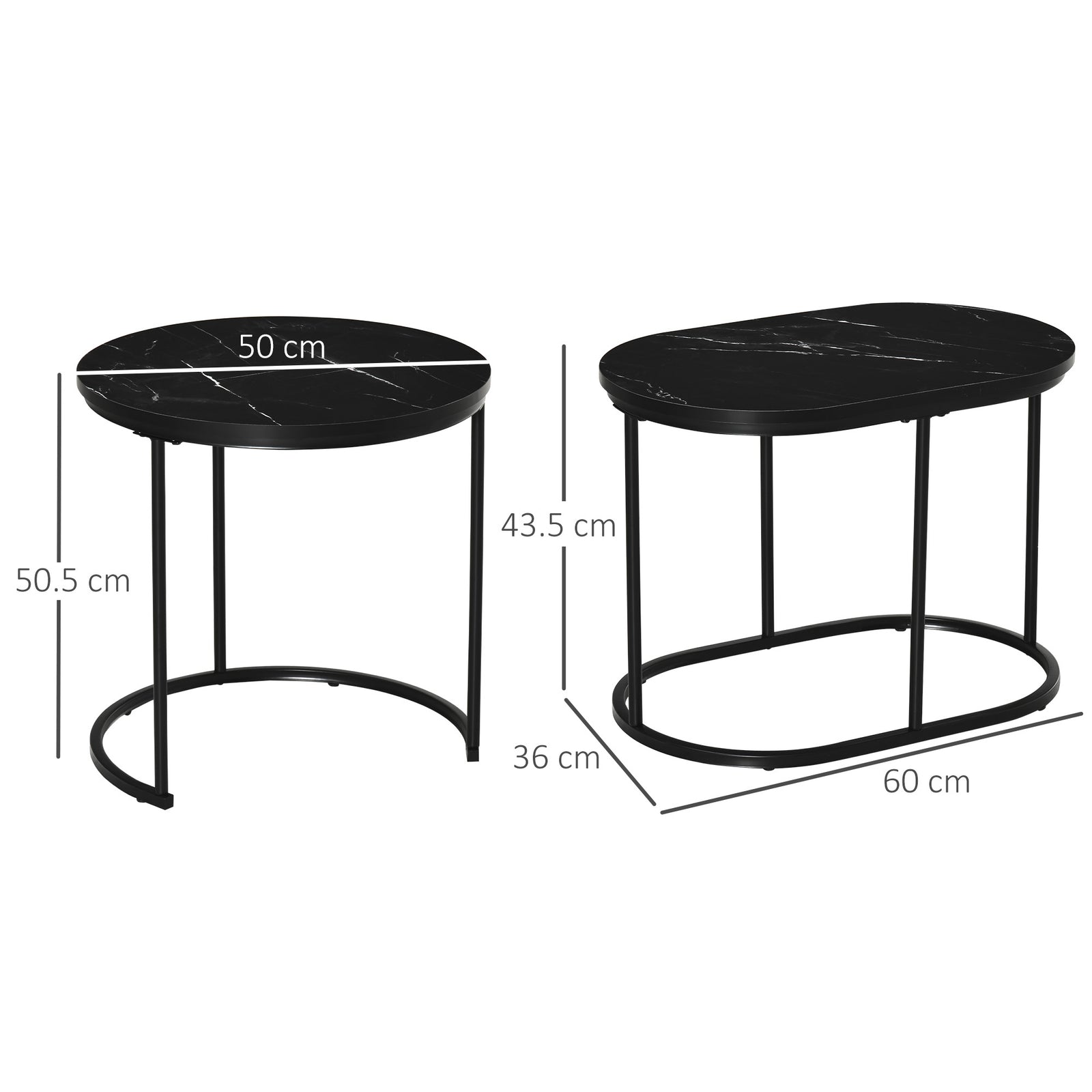 Marble-Effect Nest of Tables - Black/White