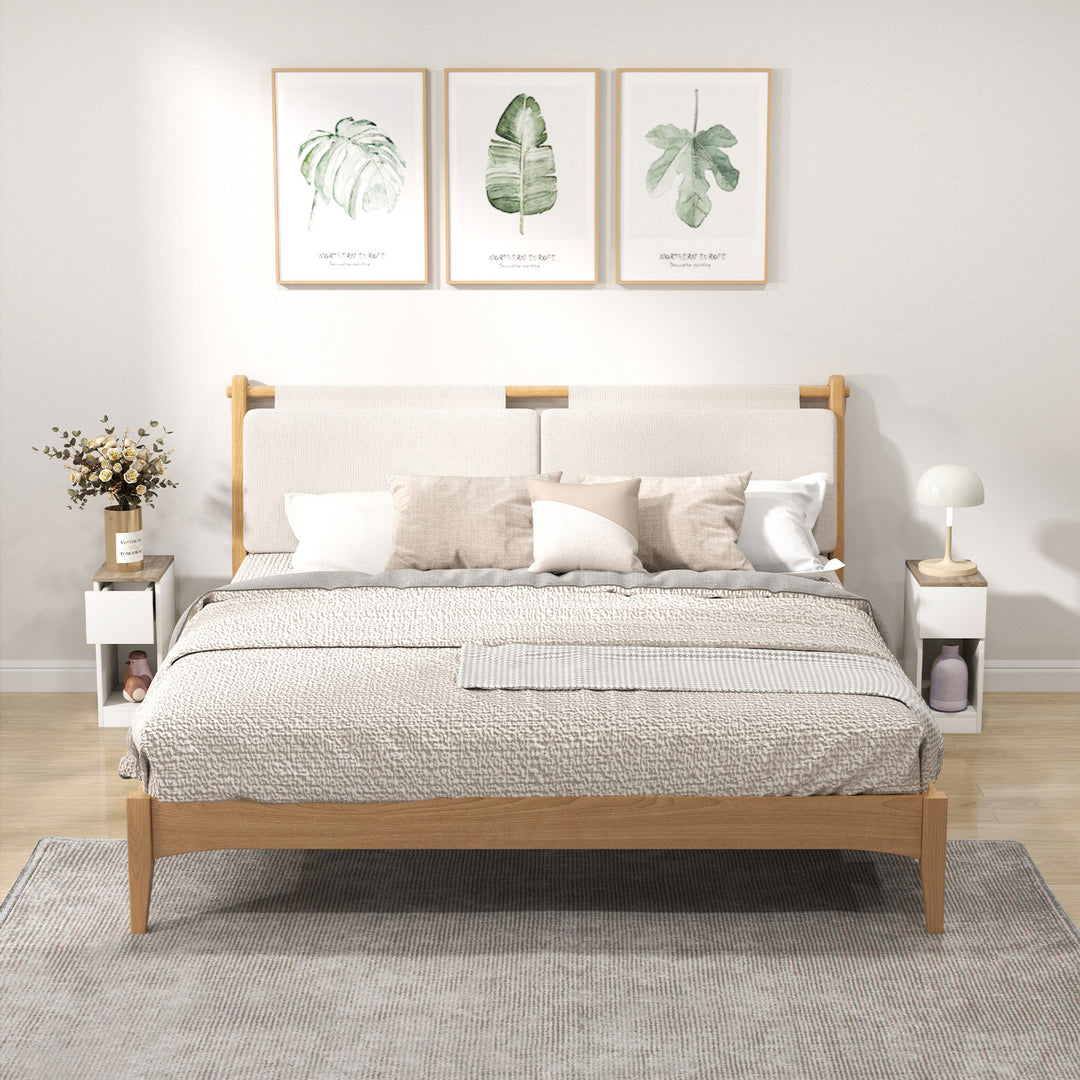 Set of Two Modern Storage Bedside Tables - White