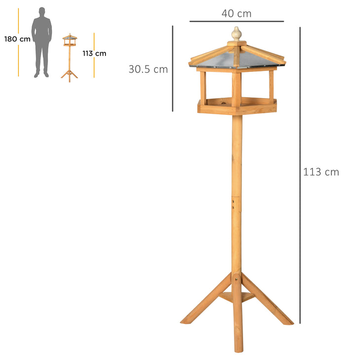 MCL Wooden Bird Table Free Standing Feeder Garden Sheltered Feeding Station Parrot Stand Birdhouse 40x113cm