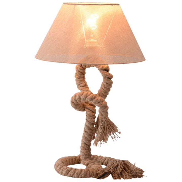 HOMCOM Bedroom Table Lamp, Bedside Light with Indispensable Nautical Twisted Rope, Glow E27 for Bedroom Living Room, Beige | Aosom UK