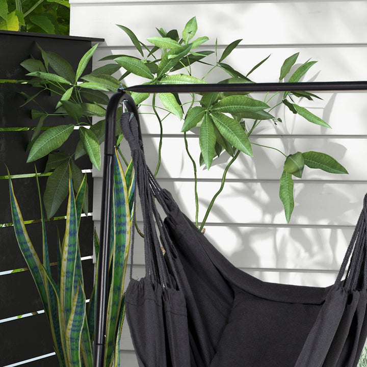 Hammock Chair with Stand, Hammock Swing Chair with Cushion, Dark Grey