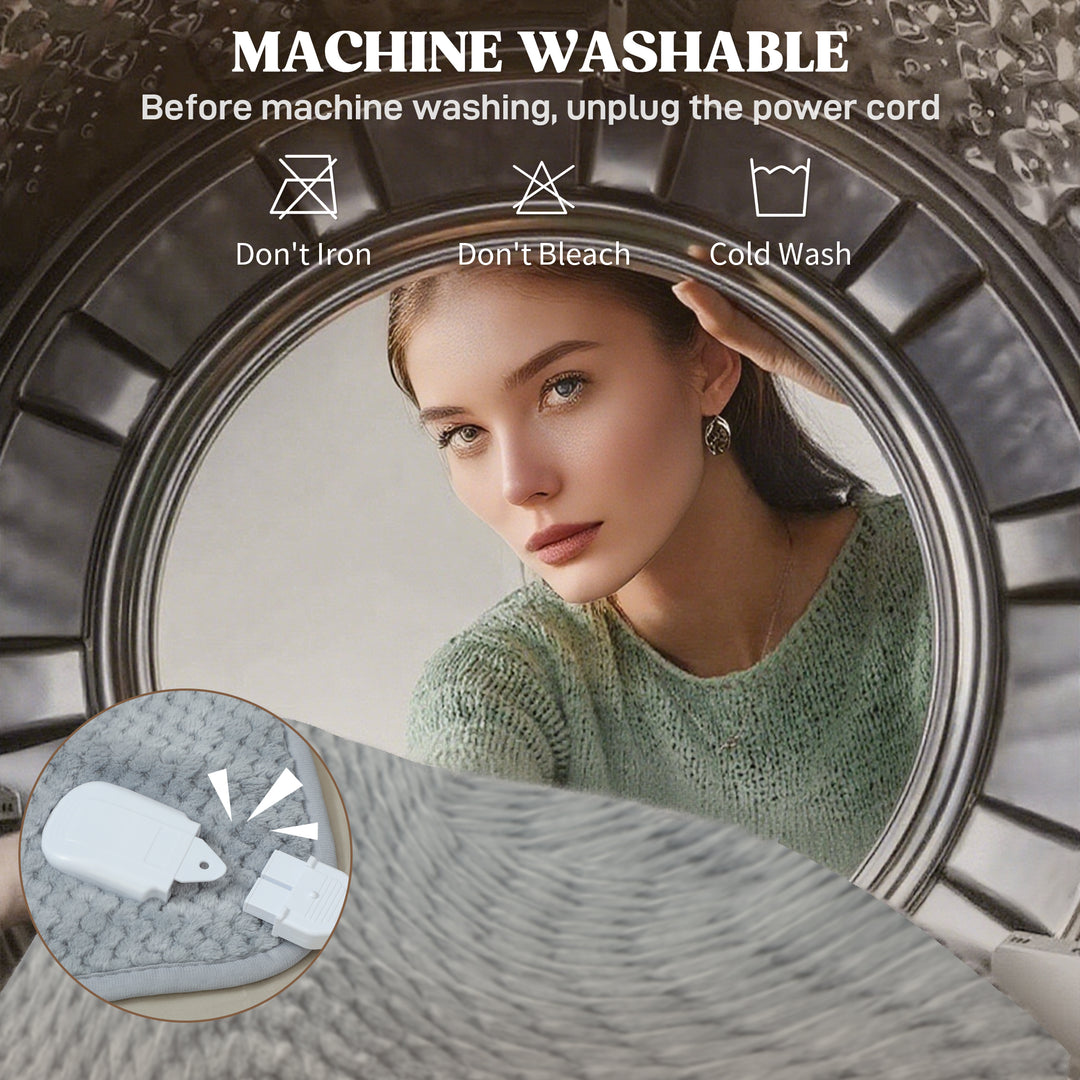 MCL Heated Electric Blanket, Warm Throw Blanket with 5 Heating Levels, 10 Hour Auto-Off Timer, Grey