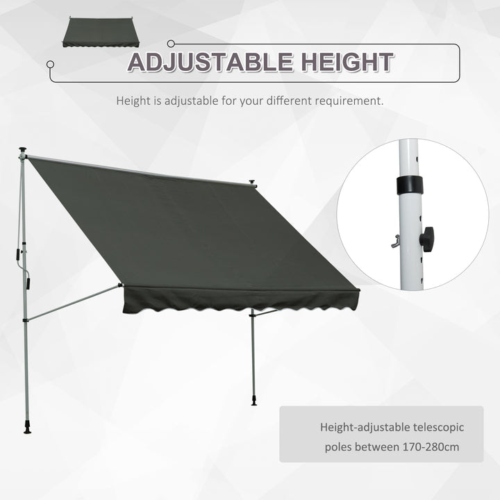 3x1.5m Adjustable Outdoor Aluminium Frame Awning Grey