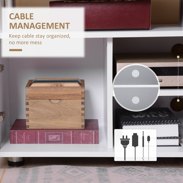 MCL TV Cabinet Unit for TVs up to 50'' with Storage Shelf and Cupboards, Living Room Entertainment Center Media Console, Grey and White