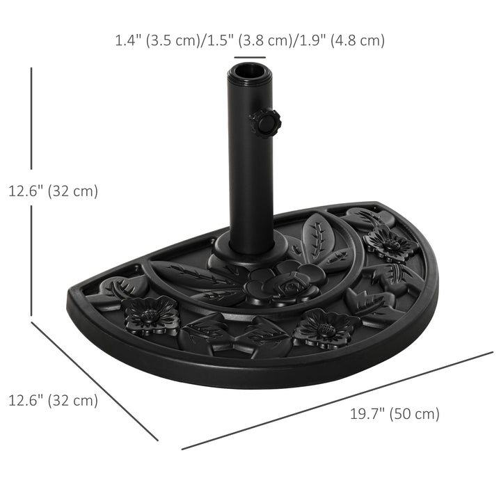 9kg Cement Concrete Half Round Parasol Base Umbrella Stand Garden Outdoor Accessories - Adjustable Coupler Suitable Umbrella Rod: Φ3.5cm, Φ3.8cm, Φ4.8cm