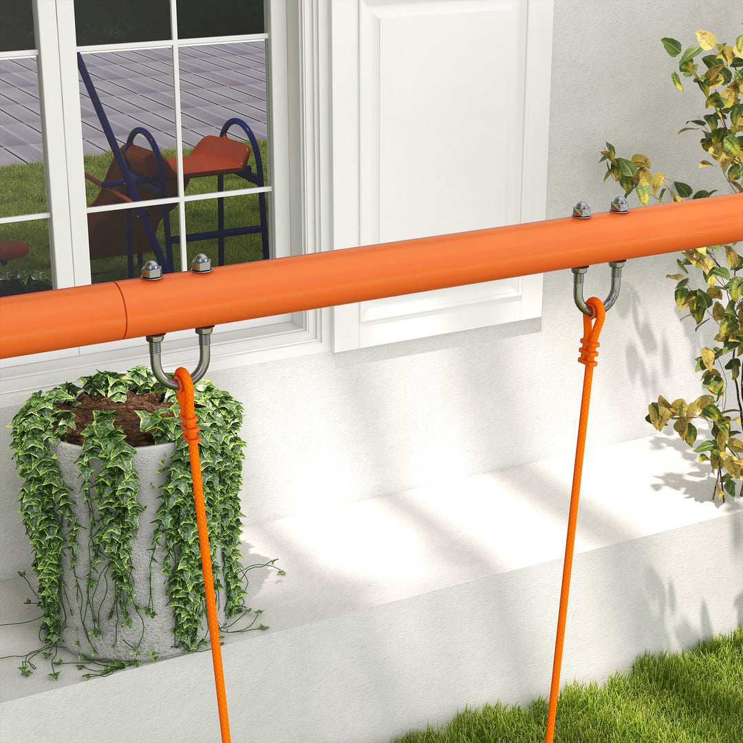 Four-In-One Metal Garden Swing Set, with Double Swings, Glider, Slider, Ladder - Orange and Blue