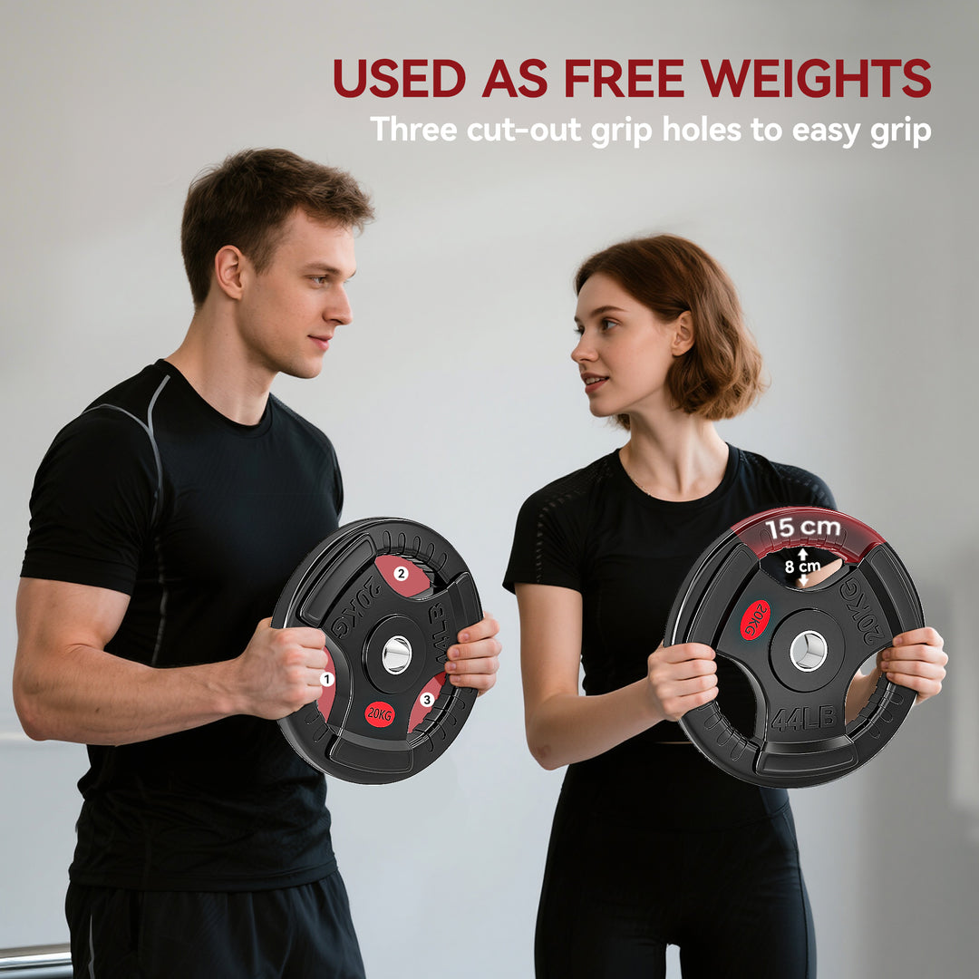 Olympic Weight Plate, 2"/5cm Weight Disc with Tri-Grips, 20kg Dumbbell