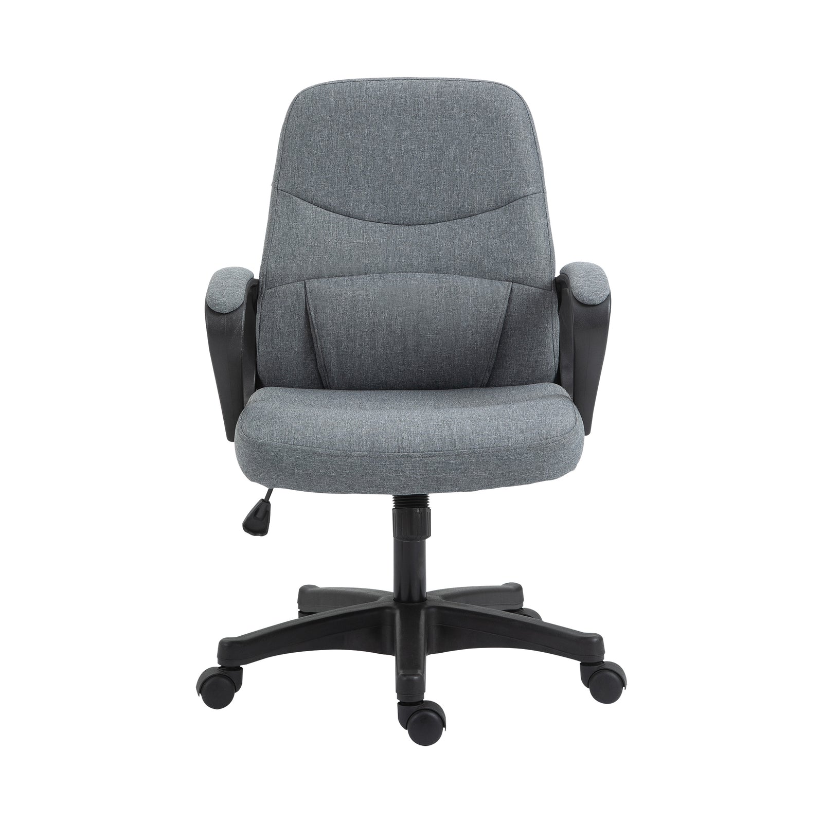 Office Chair, Fabric Desk Chair Mid Back Work Study Chair with Massage Lumbar Support, Adjustable Height and Swivel Wheels, Grey