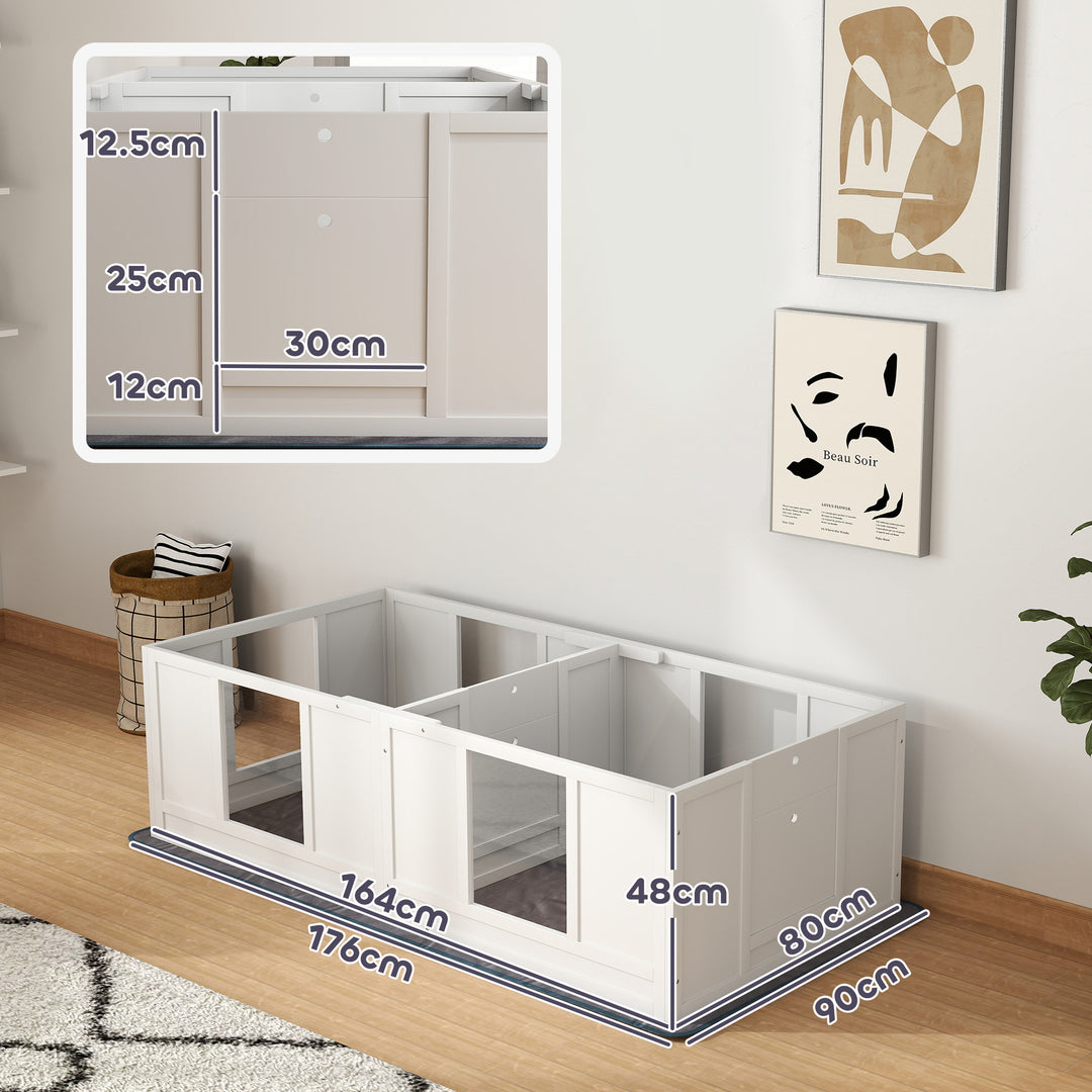 Two Room Design, Whelping Box for Dogs with Whelping Pad, Clear Panels, Adjustable Entrance, for Small Dogs, 164 x 80cm