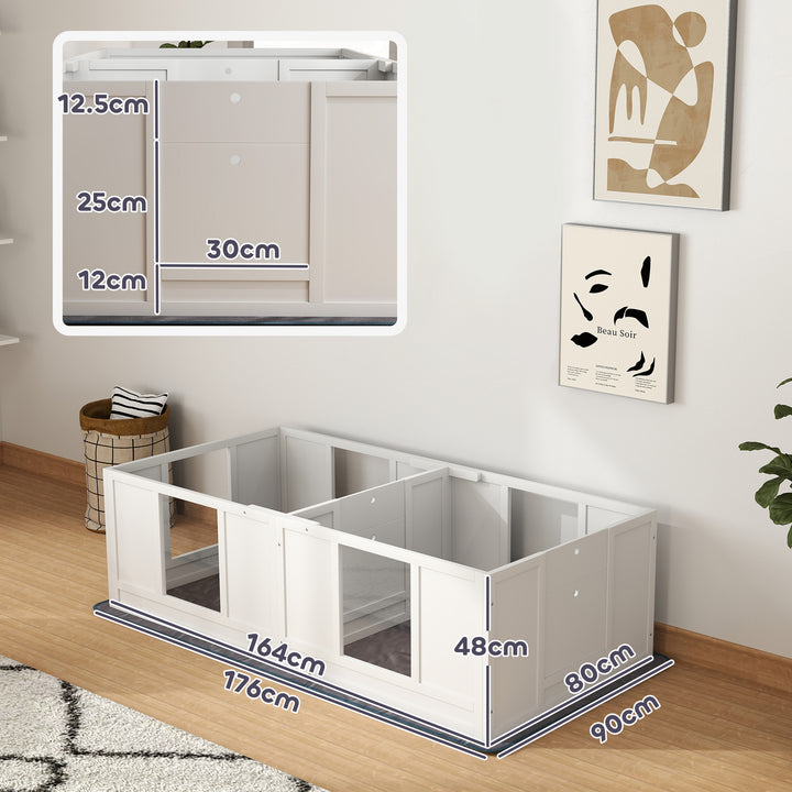 Two Room Design, Whelping Box for Dogs with Whelping Pad, Clear Panels, Adjustable Entrance, for Small Dogs, 164 x 80cm