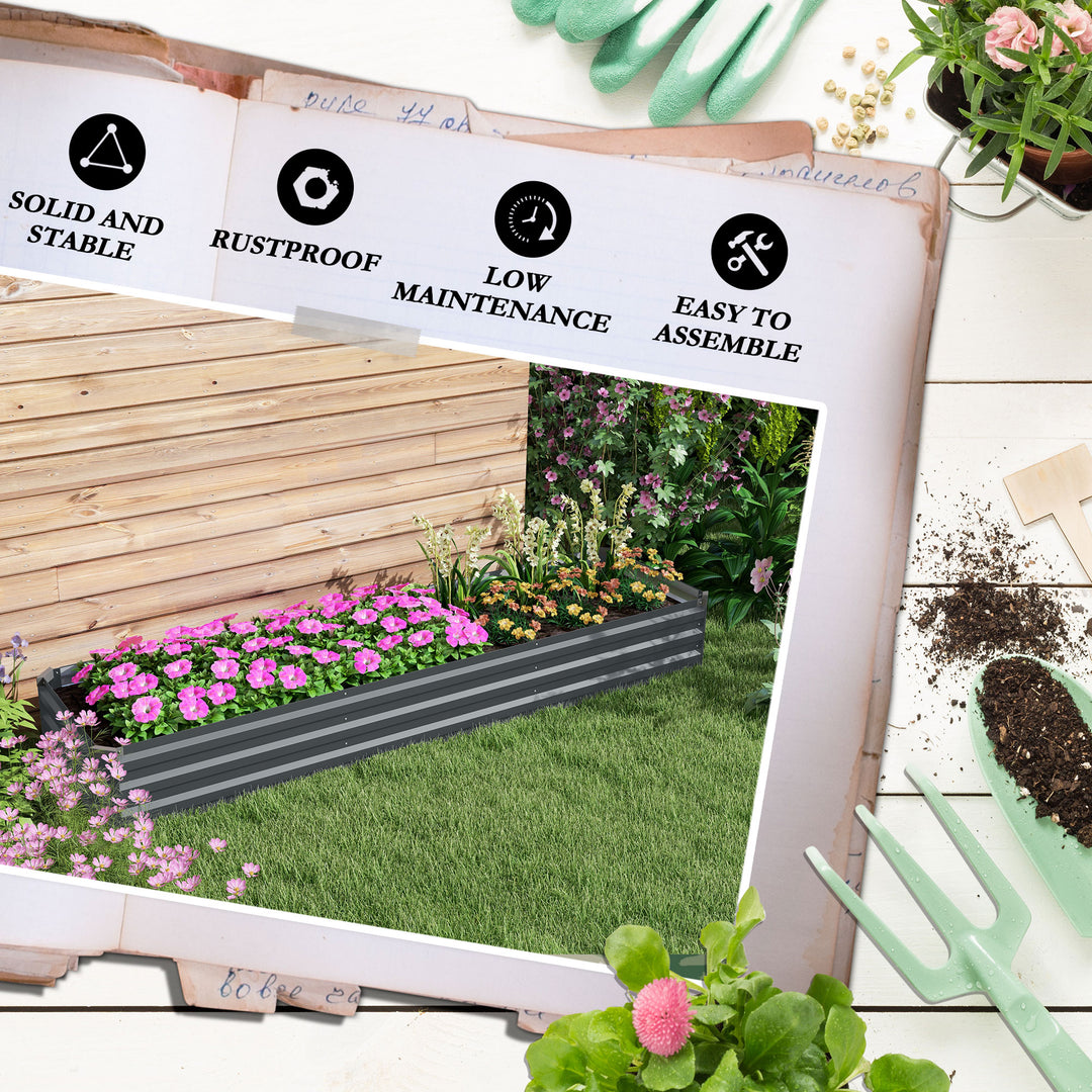 60 x 240cm Galvanised Steel Planter, with Open Bottom, Pack of 2
