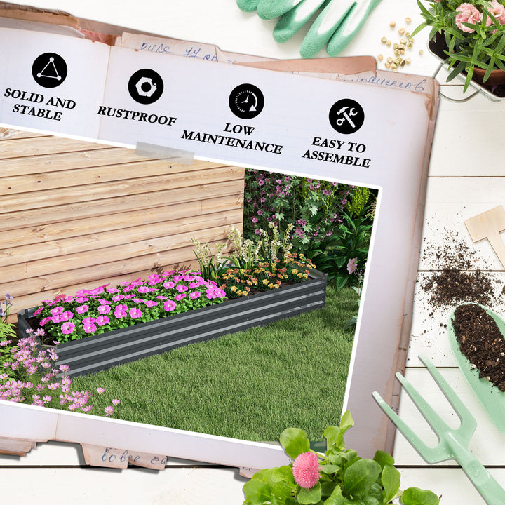 60 x 240cm Galvanised Steel Planter, with Open Bottom, Pack of 2