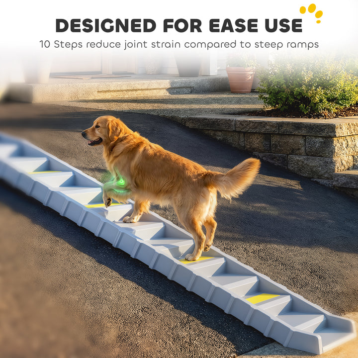 Dog Car Ramp with Anti-Slip Steps, 10-Steps Pet Stairs for Pets to Acc