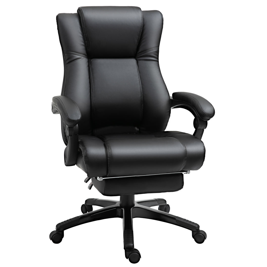 MCL Executive Office Chair for Home, PU Leather Computer Chair, Swivel Desk Chair with Footrest, Wheels, Adjustable Height, Black