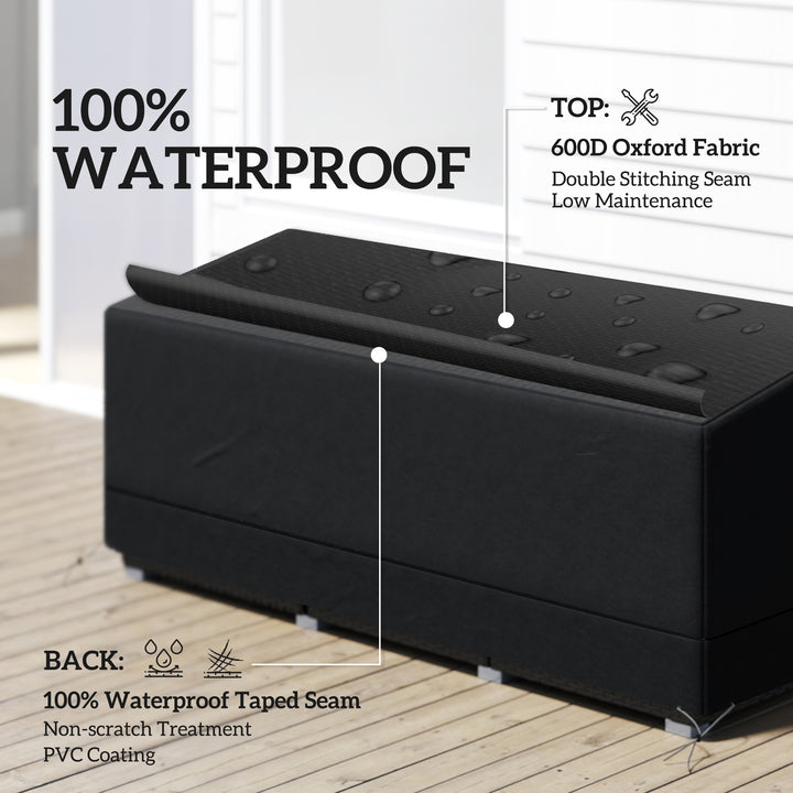 Rectangular Patio Garden Furniture Cover Waterproof for 3 Seater Sofa Bistro Set, UV Resistant Protection 600D Oxford Fabric Rattan Lounge Clean Cover, 190 x 72 x 76cm, Black