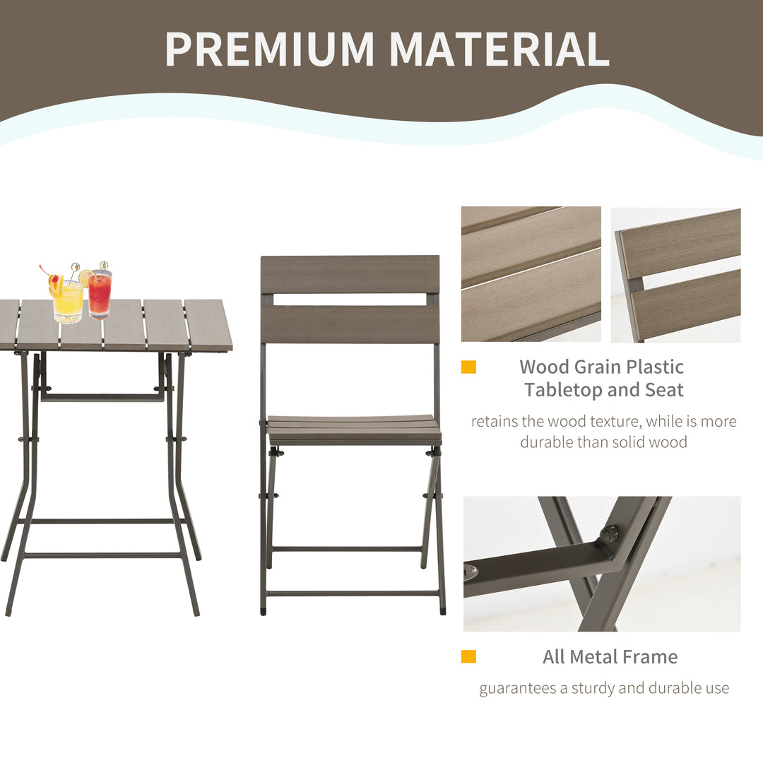 MCL 3 Piece Foldable Garden Bistro Set Patio Furniture Set with Table and 2 Chairs for Conservatory Balcony Terrace, Grey
