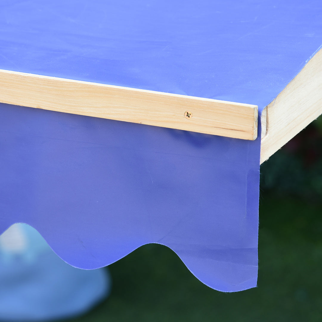 Kids Wooden Sand Pit Sandbox Children Square Outdoor Playset Adjustable Canopy Bench Seat 120x120x120cm