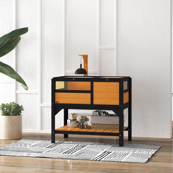 Wooden Tortoise House, with Shelter, Run, Shelf, Lamp Holder, Tray