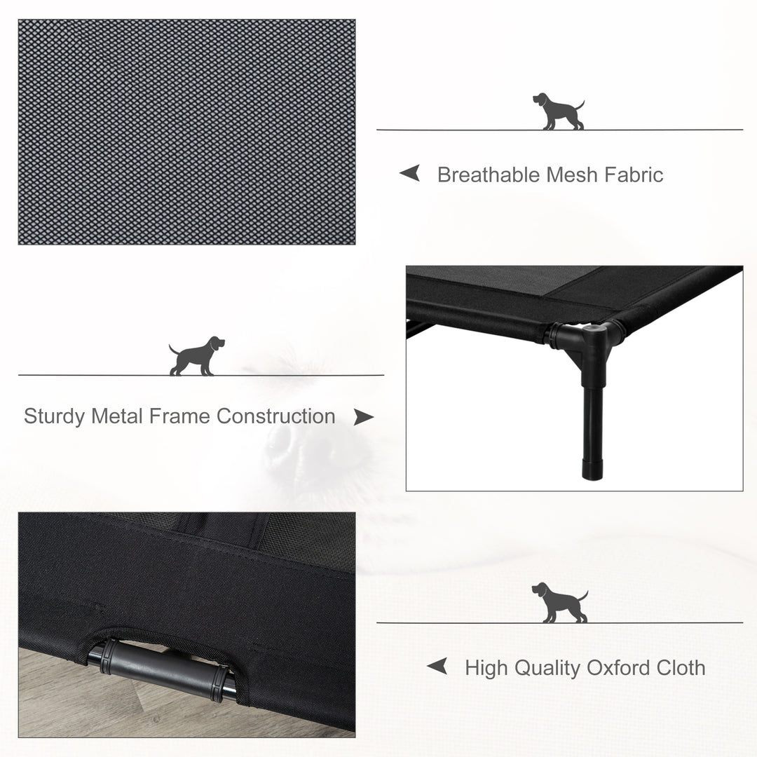 MCL Large Raised Dog Bed Cat Elevated Lifted Cooling Portable Camping Basket Outdoor Indoor Mesh Pet Cot Metal Frame Black