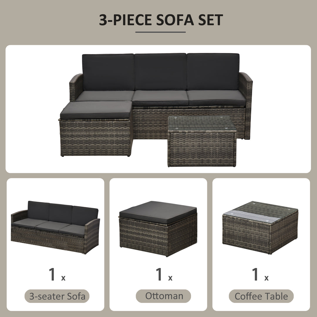 Outsunny 4-Seater Outdoor Garden Rattan Furniture Set w/ Table Grey | Aosom UK