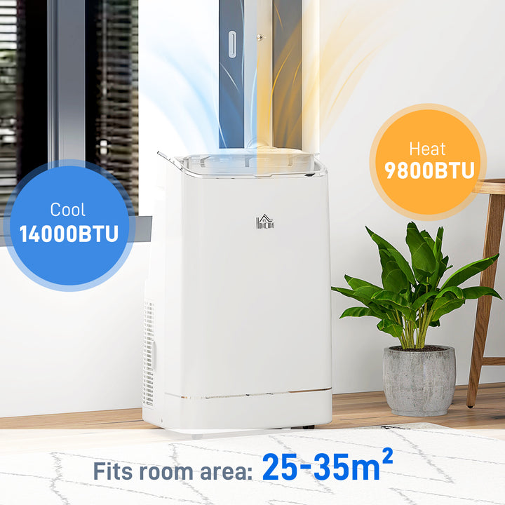 HOMCOM 5-in-1 Portable AC Unit 14,000 BTU, with APP & Remote Control, Dehumidifier, Heater, Cooler, 24 Hour Timer, Self-evaporating System | Aosom UK