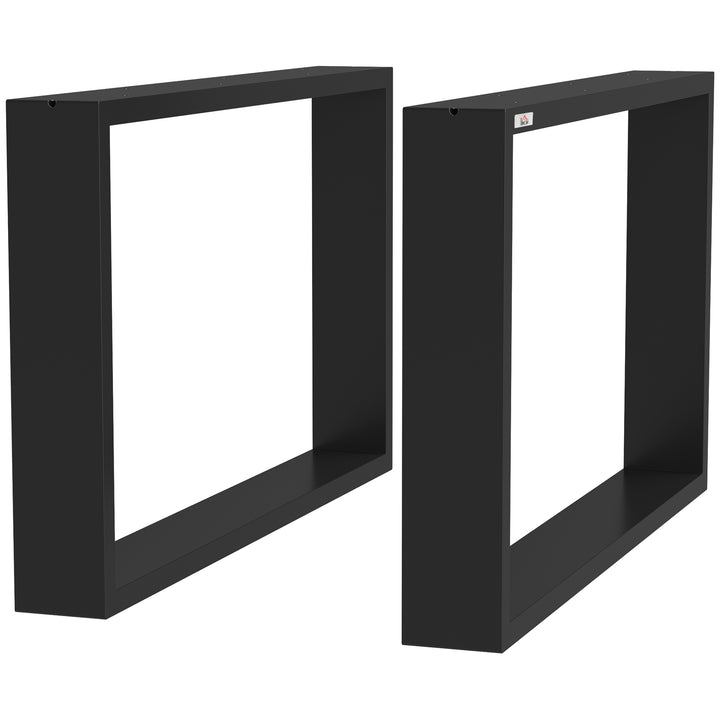 Metal Table Legs Set of 2, Square DIY Furniture Table Legs with Screws and Floor Protectors, Industrial Coffee Table Legs for DIY Chair, Bench, 41Hcm x 70Wcm, Black