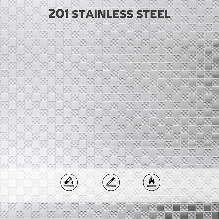 HOMCOM 3 Tier Stainless Steel Kitchen Storage Trolley with Adjustable Shelf - Silver