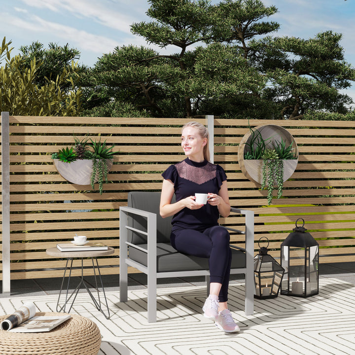 Garden Sofa Set of 2, All-Weather Garden Sofa Set with Removable Cushions, Metal Frame Outdoor Furniture for Balcony, Charcoal Grey
