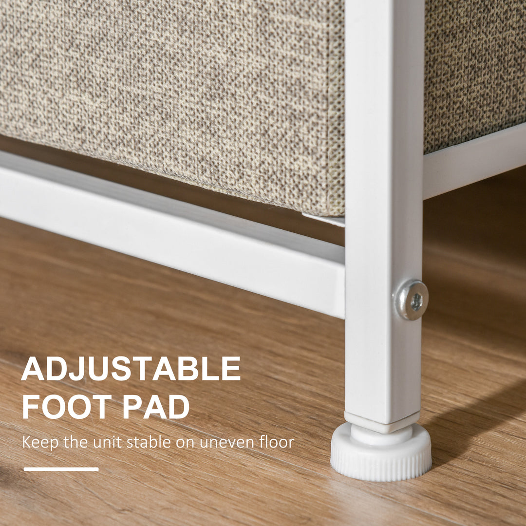 MCL Vertical 3-Tier Linen Drawer Cabinet Organizer Storage Dresser Tower with Metal Frame Adjustable Feet for Living Room, Bathroom, Kitchen, White, Oak and Light Grey