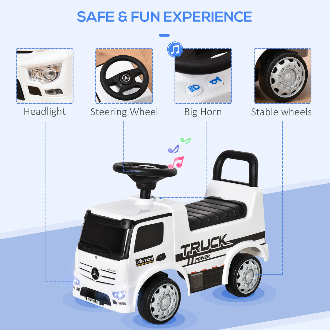 Compatible Kids Ride On Car Truck Mercedes Benz Licensed Toddler Foot To Floor Slider w/Under Seat Storage for 12 - 36 Months White