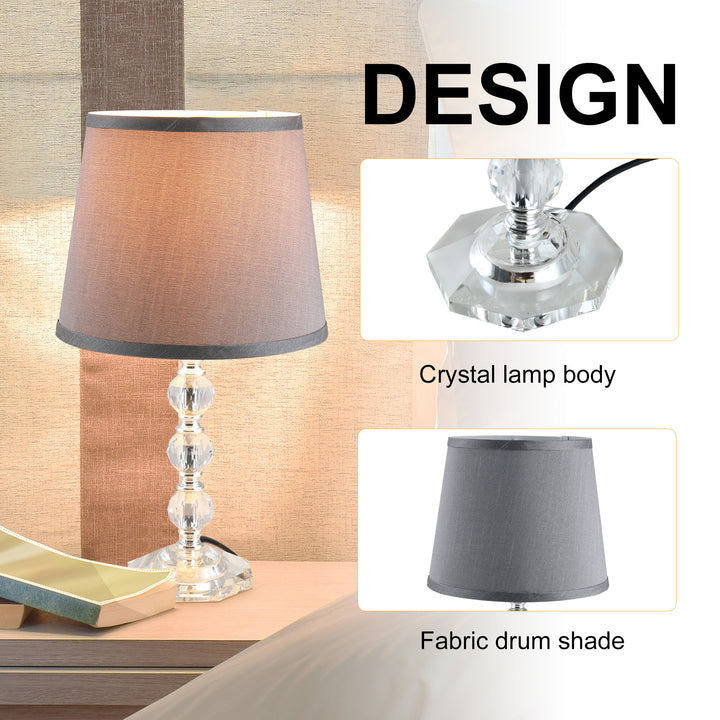 HOMCOM Crystallite Table Lamp w/ Fabric Lampshade Switch Beautiful Glass Elegant Reflective Home Bedroom Furnishing Freestanding