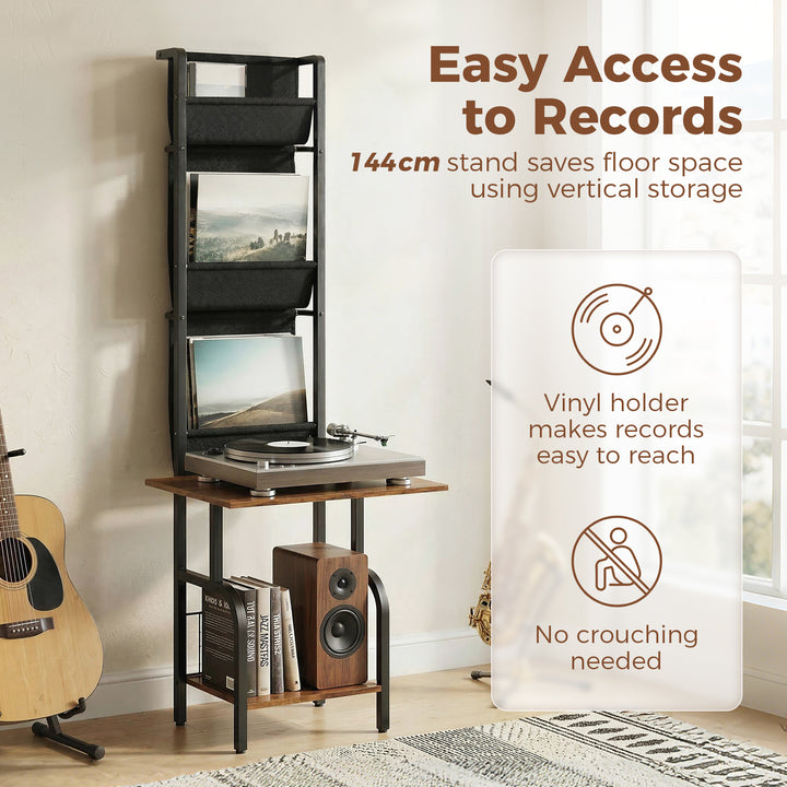 Vinyl Record Player Stand Record Storage with Player Stand Oxford Fabr