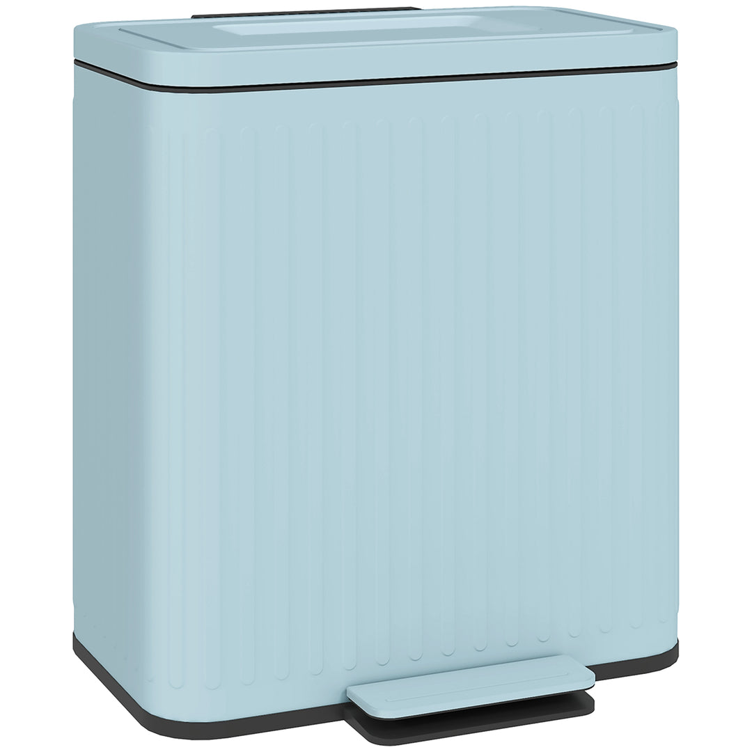 Dual Kitchen Bin, 2 x 20L Double Bin for Recycling and Waste, Fingerprint-proof Pedal Bin with Soft-Close Lid, Removable Inner Buckets, Light Green