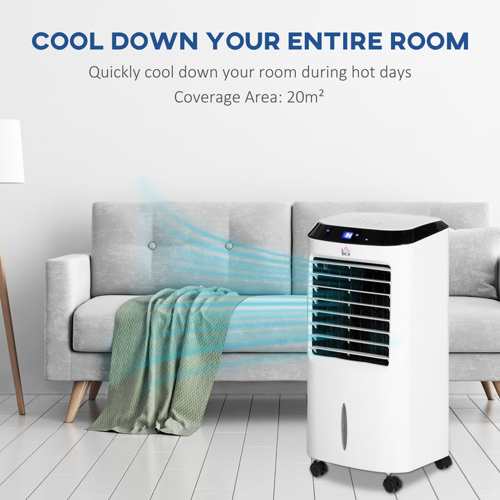 HOMCOM Portable Air Cooler, Evaporative Anion Ice Cooling Fan Water Conditioner Humidifier Unit w/3 Speed, Remote Controller, Timer | Aosom UK