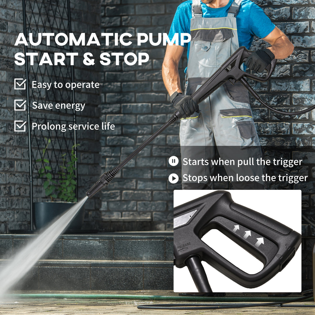 1800W High Pressure Washer, 150 Bar Pressure, 510 L/h Flow, High-Performance Portable Power Washer Jet Wash Cleaner with 6M Hose, Snow Foam Bottle for Garden, Car, Furniture, Green