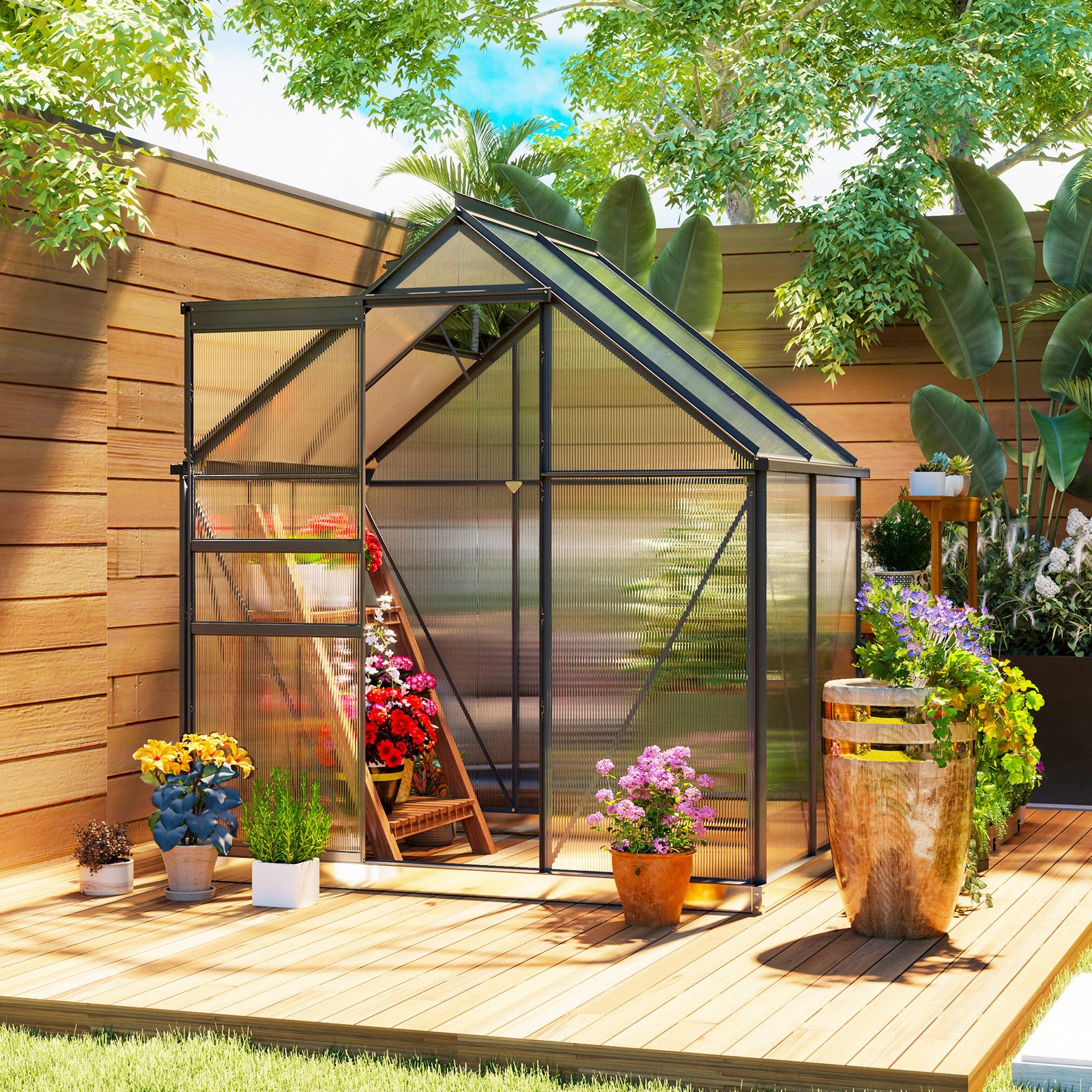 192.5 x 131cm Walk-In Polycarbonate Greenhouse