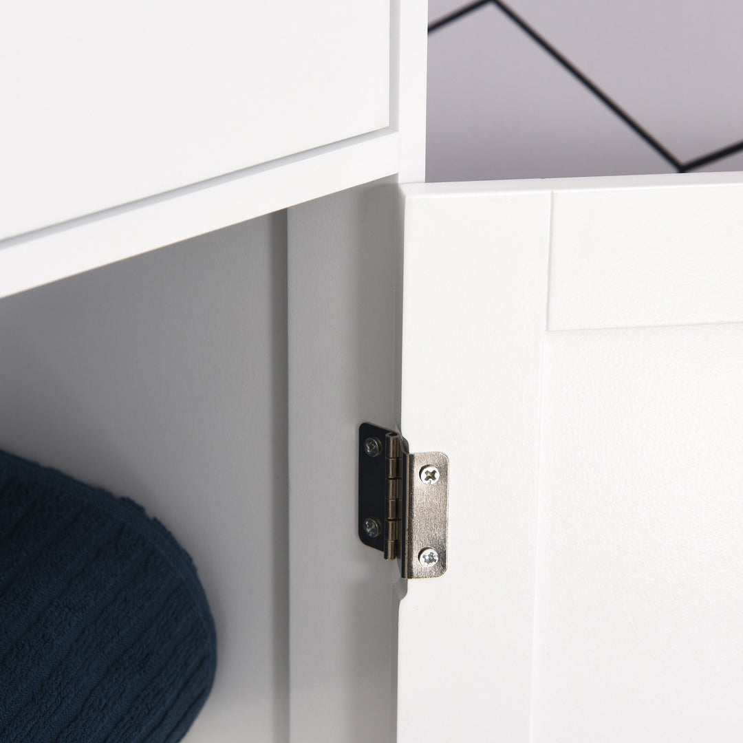 MCL Bathroom Storage Cabinet with 3-tier Shelf Drawer Door, Floor Cabinet Free Standing Tall Slim Side Organizer Shelves, White