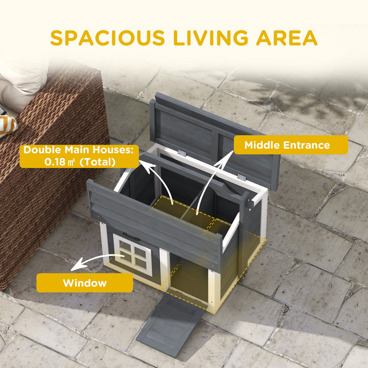 Indoor Rabbit Hutch, Portable Small Animal House Outdoor, with Top Handle, Openable Roof - Grey