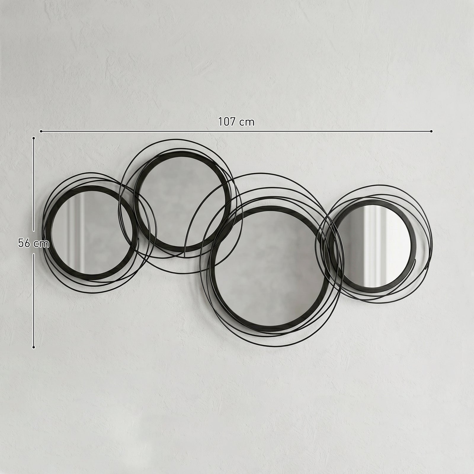 Metal Wall Art 56cm Modern Decorative Mirror Decor for Living Room Bed