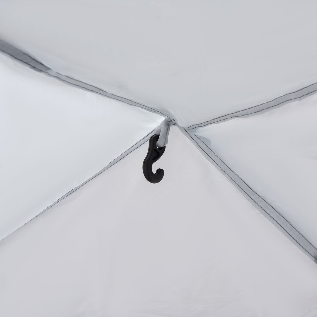 MCL Dome Tent for 6-8 Person, Camping Tent with 4 Zipped Mesh Doors, Removable Oxford Cloth, Lamp Hook, Portable Carry Bag, White and Blue