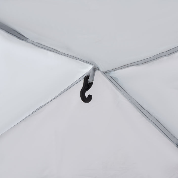 Dome Tent for 6-8 Person, Camping Tent with 4 Zipped Mesh Doors, Removable Oxford Cloth, Lamp Hook, Portable Carry Bag, White and Blue